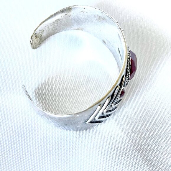 Lucky Brand Silver-Tone Red Stone Cuff Bracelet - Picture 10 of 10